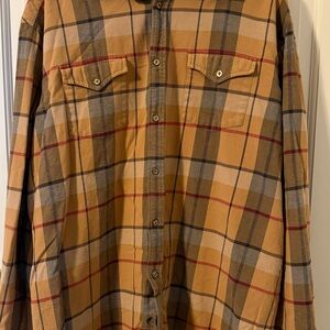 Mountain Khakis Plaid flannel button down in Tan and Gray
